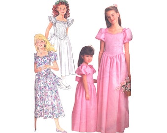 Vintage 1980s Butterick 4672 girl's formal dress sewing pattern, size 7-10, wedding flower girl
