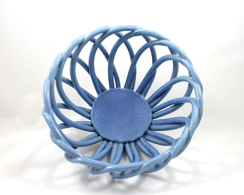 Vintage 1990s ceramic bread warmer blue woven clay rope fruit Etsy