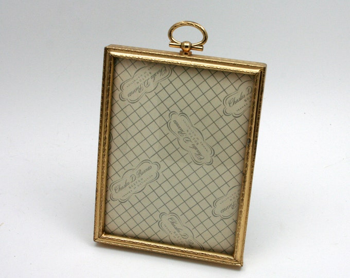 Vintage 1950s Small Gold Metal Picture Frame, 3x4 Portrait Photograph