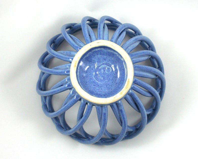 Vintage 1990s ceramic bread warmer blue woven clay rope fruit Etsy