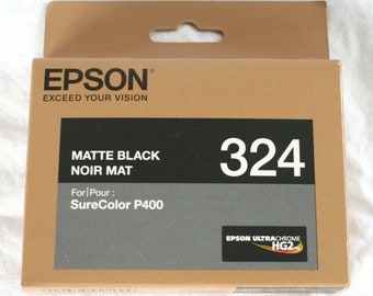 Epson 324 Matte Black Ink Cartridge, SureColor P400 (Expired 1/25, Unopened)