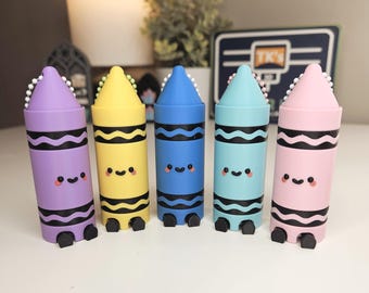 3D Printed Crayon Clicker Keychain | ASMR Fidget Toy, Teacher Gift, Back to School