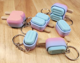 Llavero antiestrés con forma de paleta de helado impreso en 3D / Colgante para bolsa de paleta de helado que cambia de color