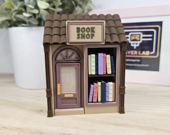 Juguete antiestrés para librería impreso en 3D / Puerta, letrero y libros con sonido de clic / Accesorio de escritorio personalizable para librería