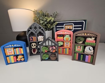 Estantería personalizada con mecanismo antiestrés / Mini estante impreso en 3D con inserciones pulsables