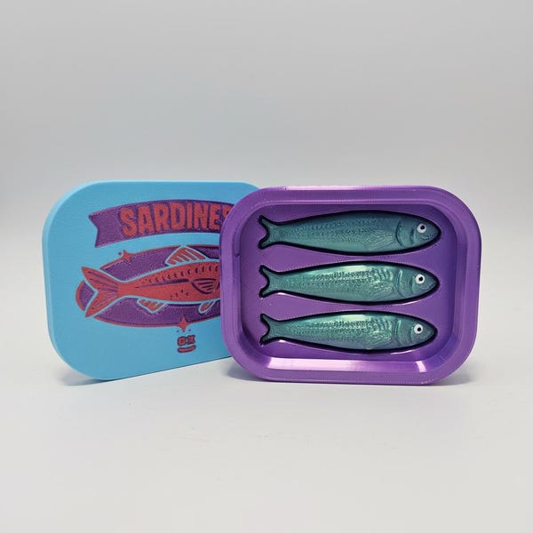 3D Printed Sardine Tin Fidget Clicker Toy | Quirky Desk Fidget Gadget