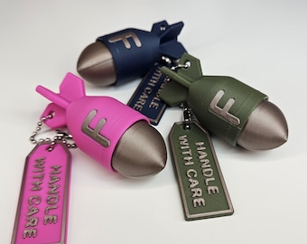 3D Printed F-Bomb Fidget Clicker Keychain | Handle With Care Tag | Funny Adult Gift