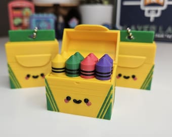 3D Printed Crayon Box Fidget Clicker | ASMR Sensory Toy, Keychain Gift