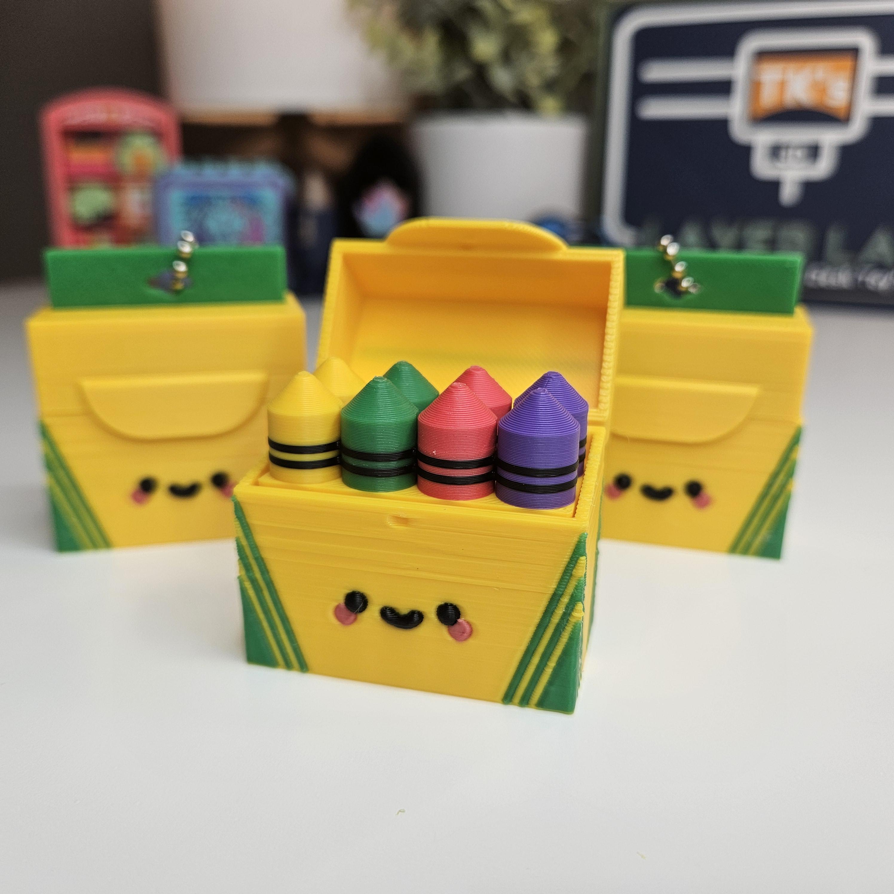 3D Printed Crayon Box Fidget Clicker ASMR Sensory Toy, Keychain Gift