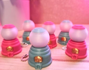 Llavero con forma de máquina expendedora de chicles / Impreso en 3D / Rosa o turquesa