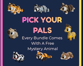 Animales flexibles articulados / Juguetes antiestrés impresos en 3D, juego de amigos personalizable