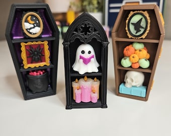Personalized Coffin Shelf Fidget Clicker | 3D Printed Gothic Desk Toy, Spooky Halloween Insert