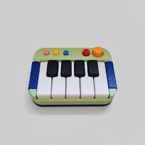 Mini Piano Fidget Clicker | 3D Printed Keyboard Desk Toy with Clicking Keys, Buttons & Twist Knob | Music Lover Gift