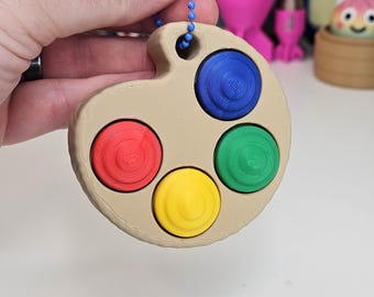 3D Printed Paint Palette Fidget Clicker | ASMR Sensory Toy, Artist Gift (Keychain)