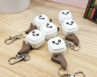 Llavero con forma de S'more Fidget Clicker / Colgante para bolso con forma de malvavisco Kawaii impreso en 3D