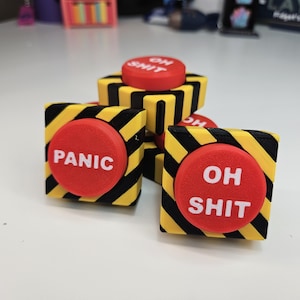 Panic Button Fidget Clicker Keychain | 3D Printed Emergency Button Bag Charm | Funny Adult Gift