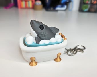 Llavero con forma de tiburón de baño de burbujas impreso en 3D / Adorno para bolso Kawaii / Juguete sensorial para TDAH