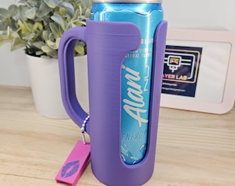 Soporte para latas delgado impreso en 3D con abridor para proteger las uñas / Asa personalizada para enfriador de bebidas