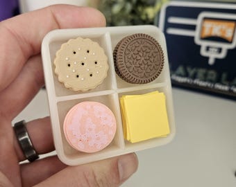 Bandeja para aperitivos impresa en 3D con mecanismo antiestrés / Juguete sensorial para galletas, jamón y queso / Juguete sensorial para personas con TDAH
