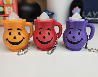 3D Printed Kool-Aid Man Fidget Clicker Keychain |  Bag Charm | Nostalgic 90s Gift