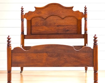 Antique Chippendale Style | Cherry | **(3/4 Bed)** | Turned Post | Gracefully Curved Headboard | Mid 1800's
