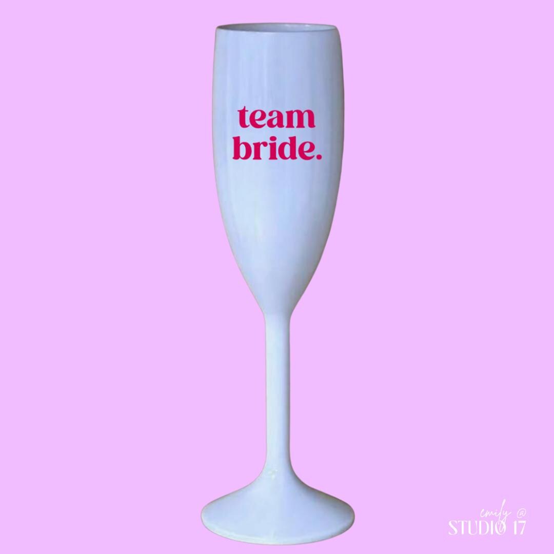 Team Bride - White Champagne Flute - Etsy
