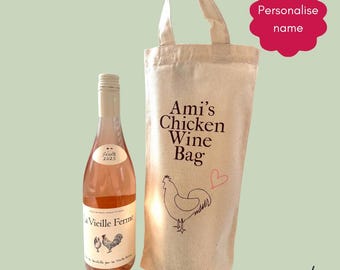 Personalised Chicken Wine Bottle Tote Bag