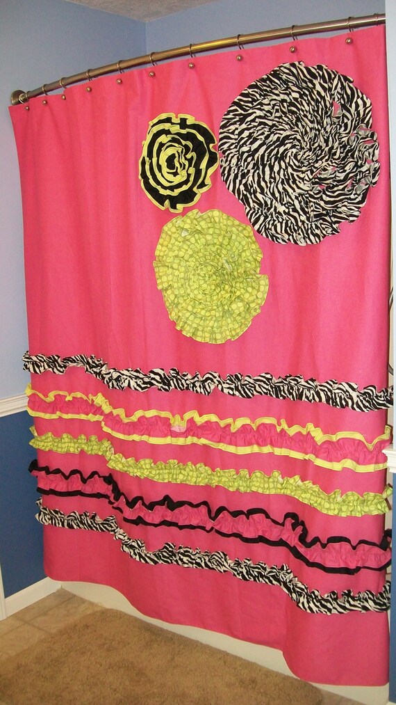 Items similar to Shower Curtain Custom Made Designer Fabric Ruffles and