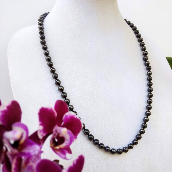 Hematite Vintage Bead Necklace - Infinity Strand … - image 2