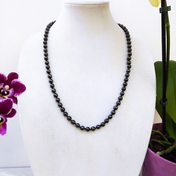 Hematite Vintage Bead Necklace - Infinity Strand … - image 6