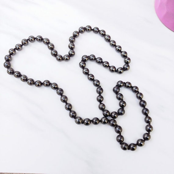 Hematite Vintage Bead Necklace - Infinity Strand … - image 1
