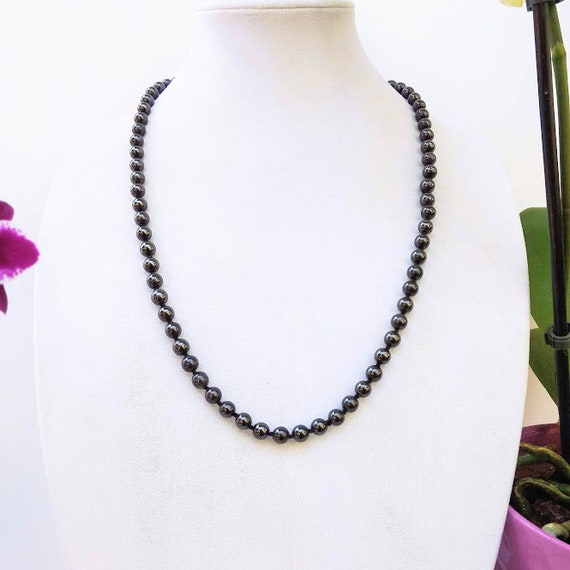 Hematite Vintage Bead Necklace - Infinity Strand … - image 3