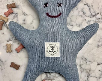 Tough Dog Toy, Medium Sized Dog Toy, Cute Dog Toy, Denim Dog Toy