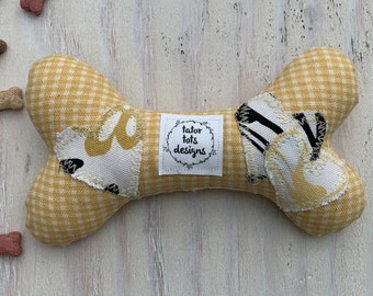 Tough Dog Bone Toy, Upholstery Fabric, Hypoallergenic Fiberfill