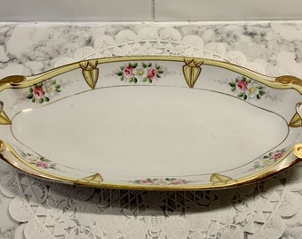Vintage Handpainted Nippon Serving Dish, Yellow & Gold Trim