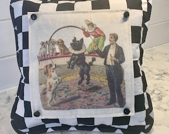 Vintage Print of Circus Dogs Pillow