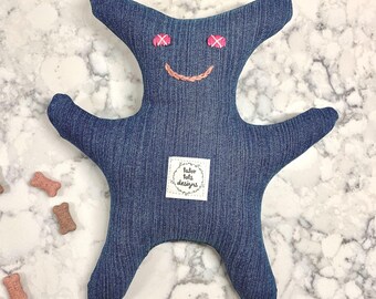 Tough Dog Toy, Medium Sized Dog Toy, Cute Dog Toy, Denim Dog Toy