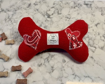 Tough Dog Bone Toy, Valentines Day Hearts, Small/Medium Dog