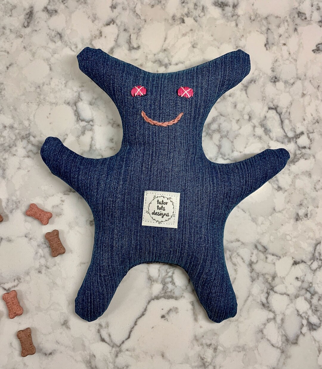 Tough Dog Toy Medium Sized Dog Toy Cute Dog Toy Denim Dog Etsy