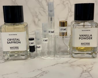 Vainilla en polvo / Azafrán cristalino de Matiere Premiere Perfume Saompls y decants de viaje