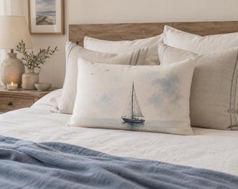 Coussin décoratif style marin côtier - Décoration mer Méditerranée - Solen Art