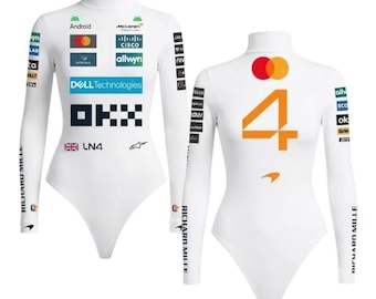 Body de mujer inspirado en Lando Norris para Fórmula 1, traje de carreras de F1, capa base para automovilismo.