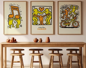 Keith Haring Inspired Family Art Prints (Set of 3) – Pop Art Kids Room Decor