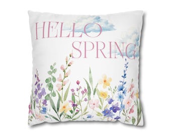 Wendekissen, Jahreszeiten, Frühling & Sommer, Kissenhülle, Größe 40 x 40 cm, Reißverschluss, Geschenkidee, Lieblingskissen, Saisonprint, Hallo