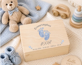 Erinnerungsbox als Geschenk zur Geburt, Erinnerungskiste Baby, Regenbogen, Mädchen, Baby, Geschenkidee, Taufgeschenk, personalisiert