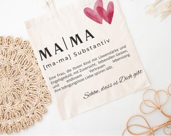 Stoffentas mit Spruch, Jute, Liebe, Mama, Familie, Einkaufen, Geschenk, Muttertag, Geburtstagsgeschenk, Einfach so, Einkauftasche