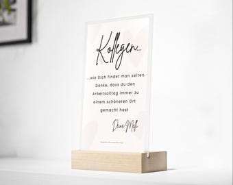 Acryl Schild, Bester Kollege, Holzständer, Geschenkidee, DANKE, Geburtstag, Abschied, personalisiert, personalizado, einfachso
