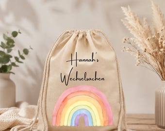 Stoff/Turnbeutel Kindergarten, Wechselsachen, Schule, Sportverein, Jute, personaliseerbaar