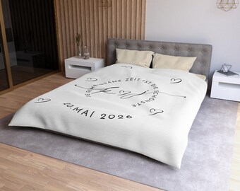 Bettbezug / Überwurf personalisiert mit Initialen, Spruch und Hochzeittag