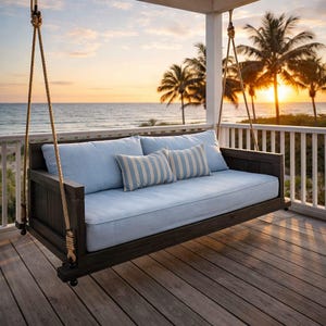 Modern Porch Swing Bed Plan: DIY Solid Wood Hanging Sofa for Patio PDF